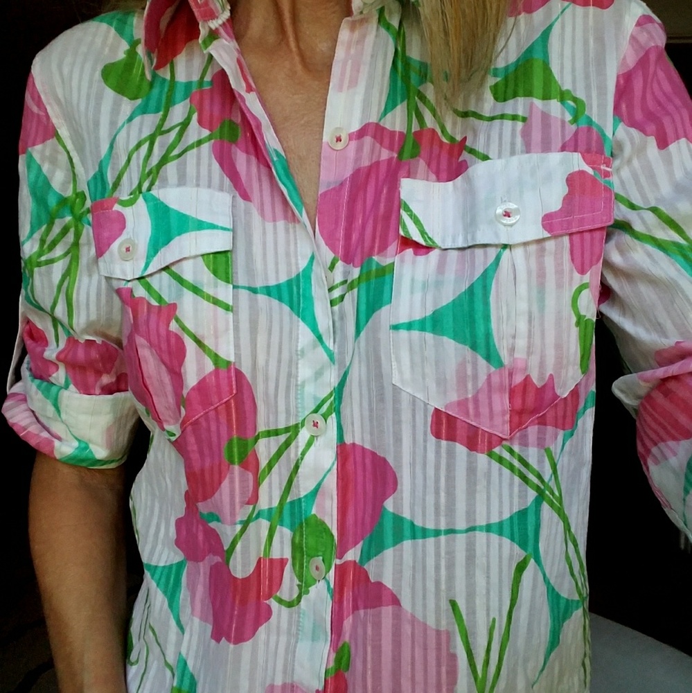 Lilly Pulitzer Floral Button Down Shirt